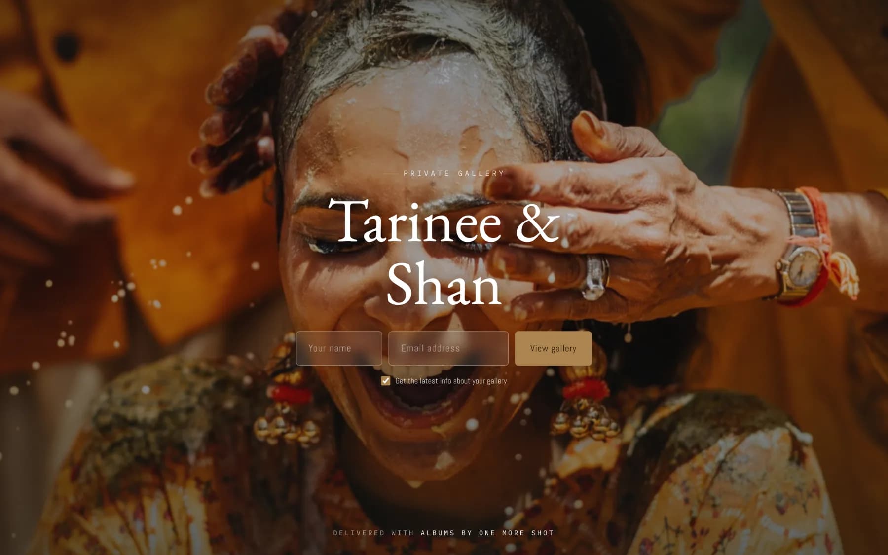 A gallery entrance: full-screen cover, title and guest login